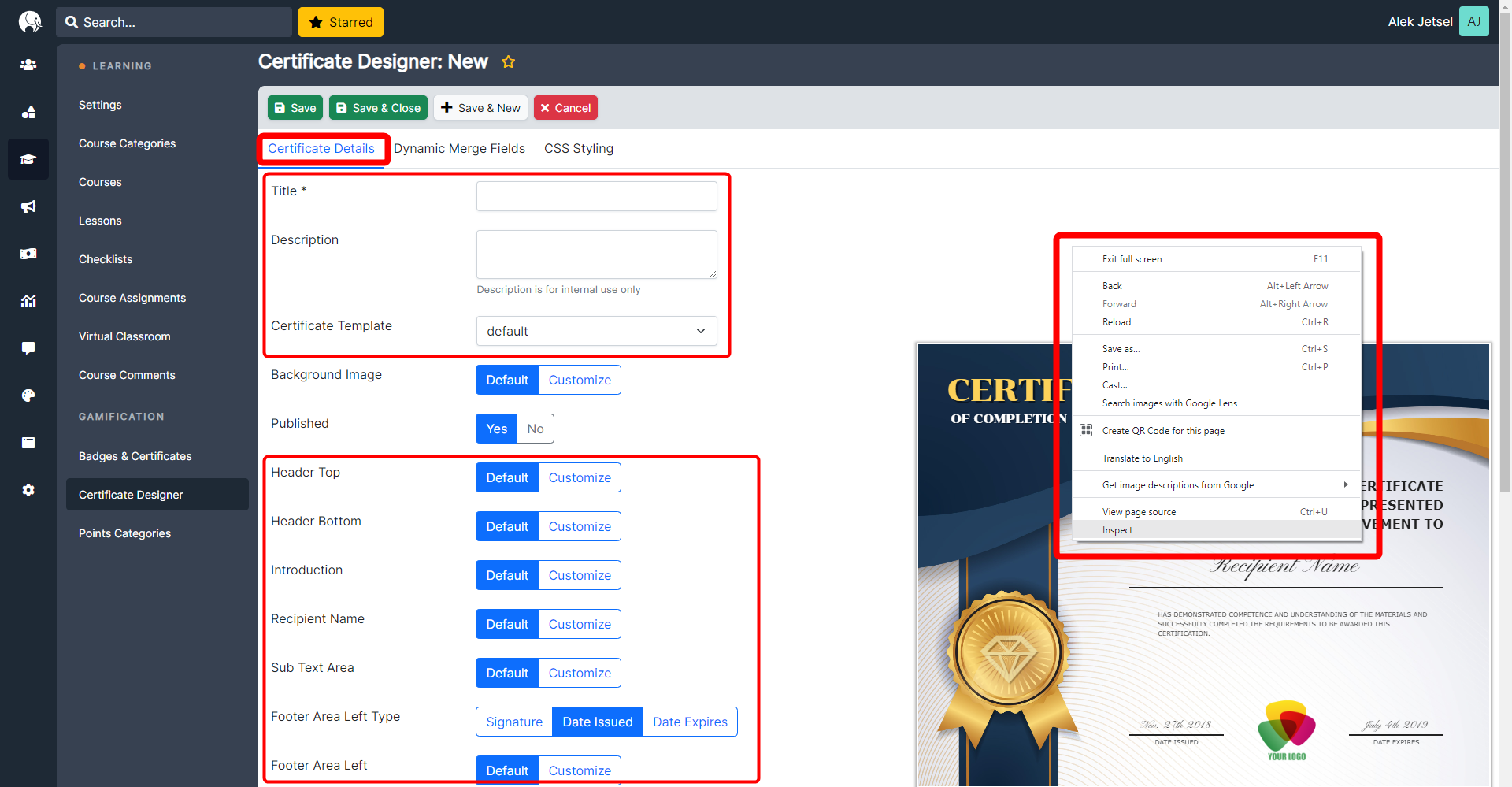 Certificate Designer – Tovuti Help Center