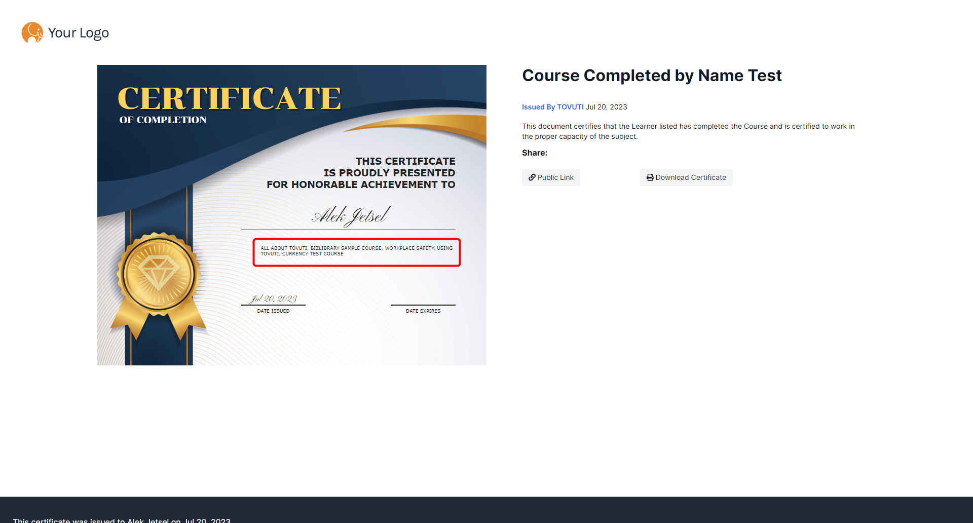 Certificate Designer – Tovuti Help Center